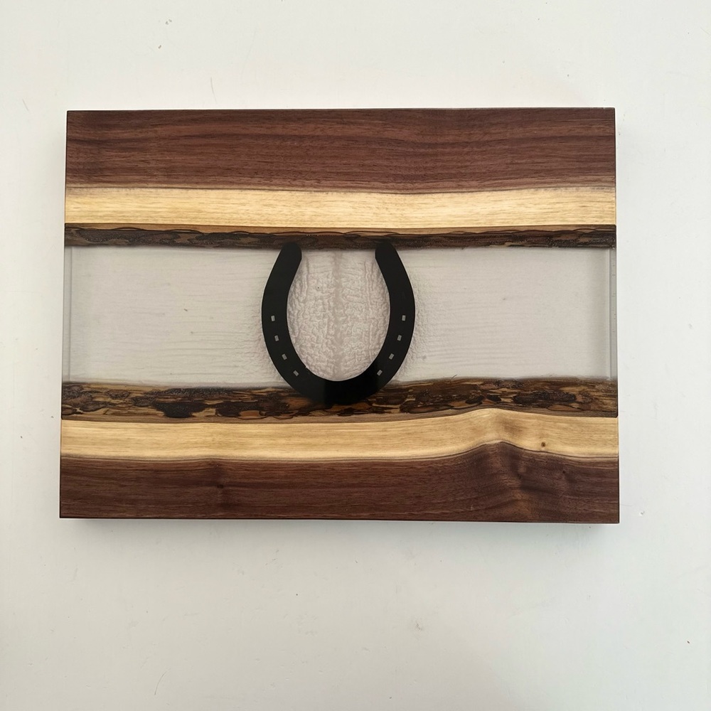 Handmade horse shoe charcuterie board